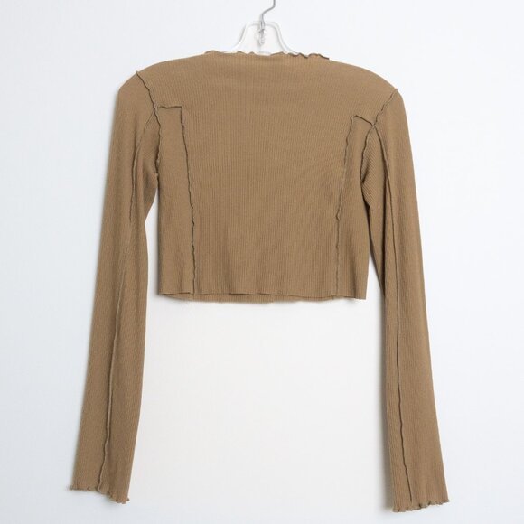 Baserange Omato Long Sleeve Jade Brown XL *Altered Cropped - Picture 3 of 10